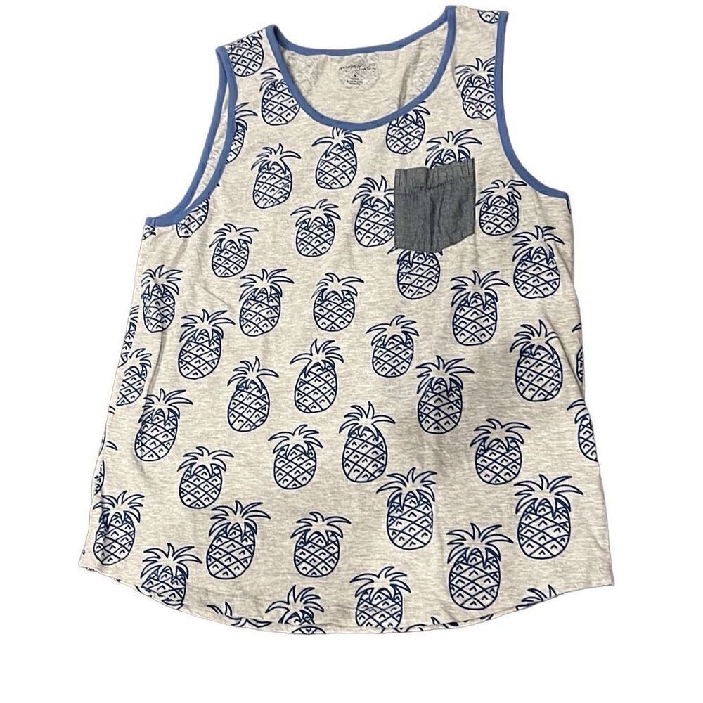 Sovereign Code men’s blue and grey tank with pineapple print small
